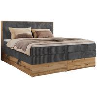 BOXBETT WOOD CLASSIC KING 200/200 - Grau Cord - H3 - Grau, Textil (200/200cm) - MKS