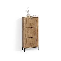 SCHUHKIPPER Aterno Viking Oak 60 x 130 cm mit 3 Klappschubladen - Eichefarben, Holzwerkstoff (60/130/24cm) - Livinity®