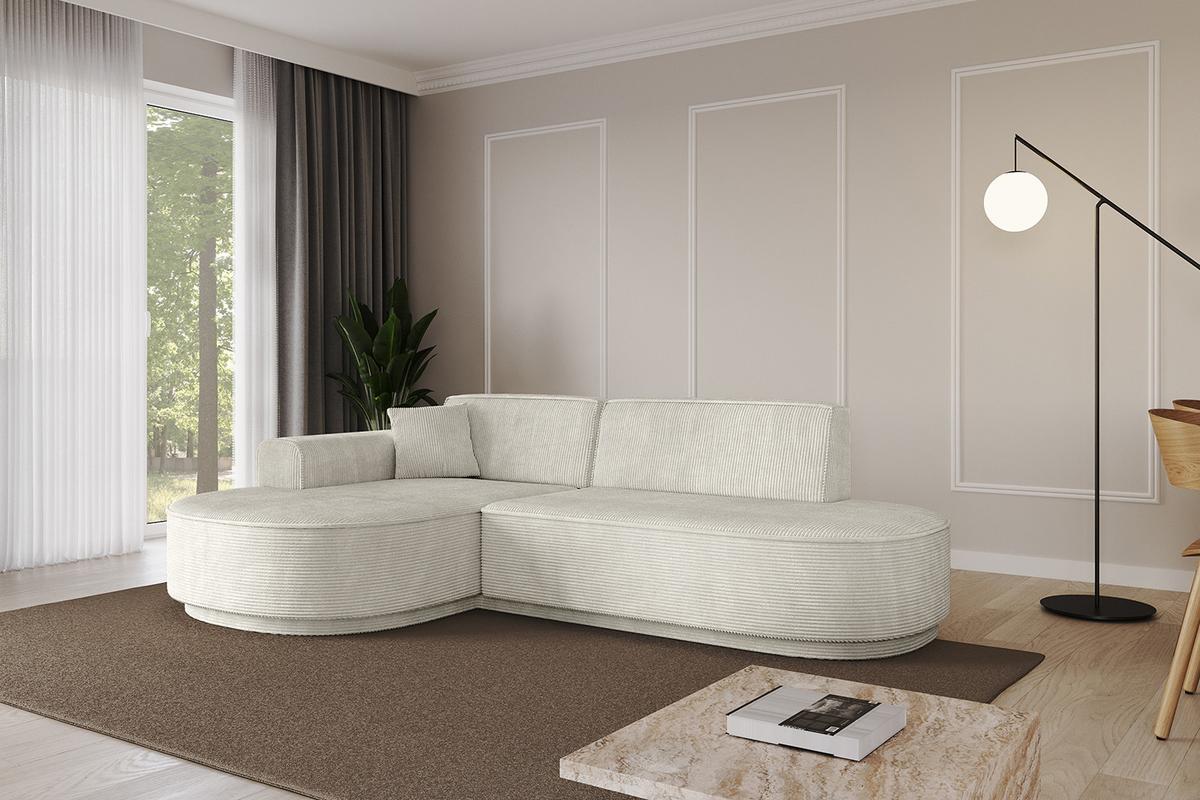 ECKSOFA Ottomane Links MARI-L1-v3 - 243x171x83 cm Creme Cord - Hellgrau/Creme, Holzwerkstoff/Kunststoff (243/171cm) - ALTDECOR