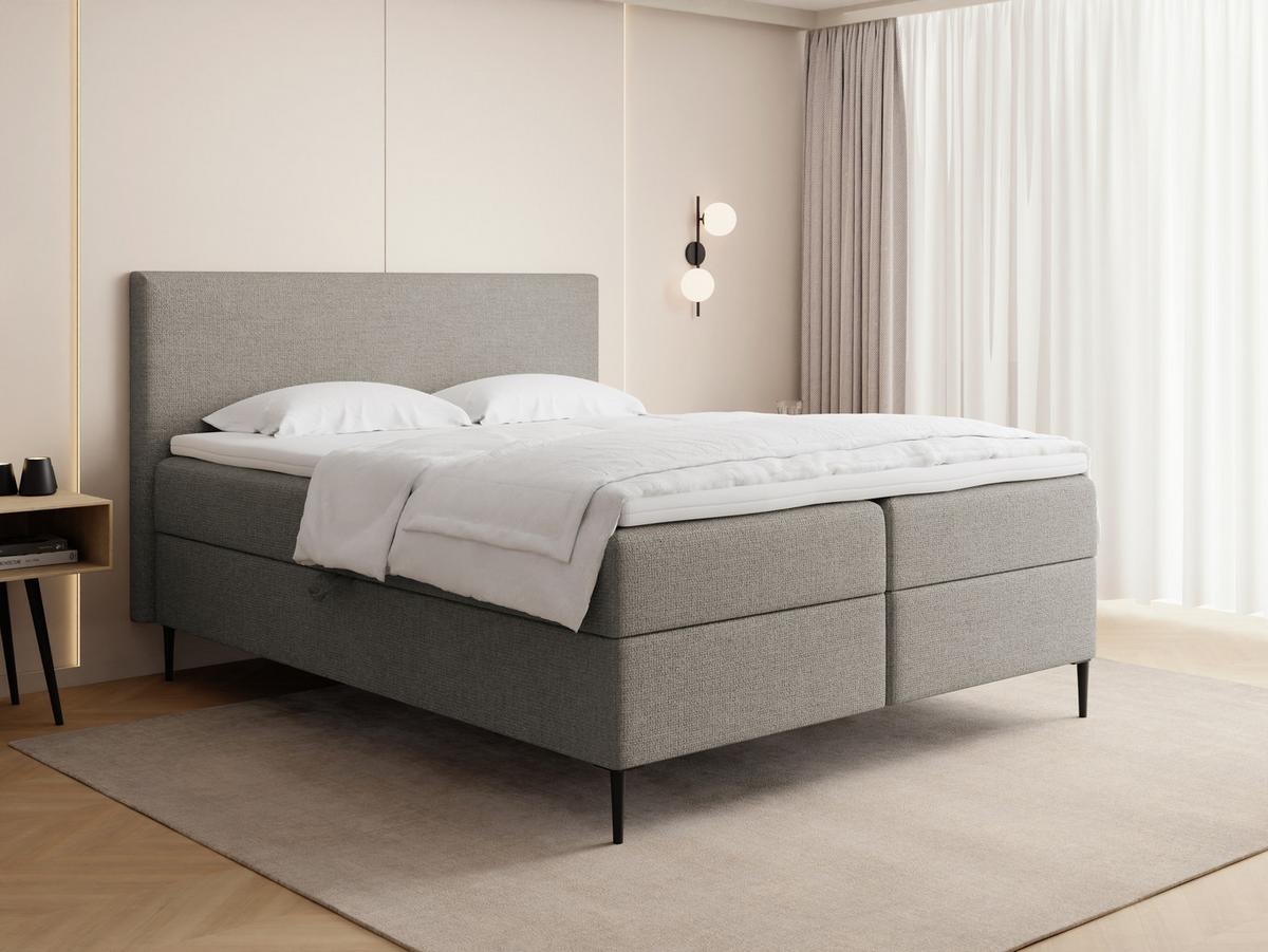 BOXBETT Alba Rise mit Bettkasten, Taupe Chenille 180x200 cm – inkl. H4 Taschenfederkern Matratze & Foam Topper - Taupe/Beige, Holz/Textil (180/200cm) - WFL GROUP
