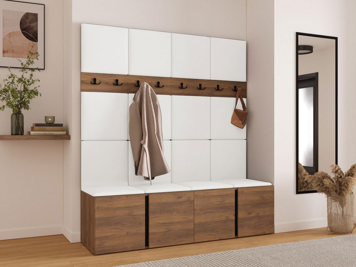 GARDEROBEN-SET Orion V - Nussbaumfarben/Weiß, Holzwerkstoff/Kunststoff (168/186/46cm) - MIRJAN24