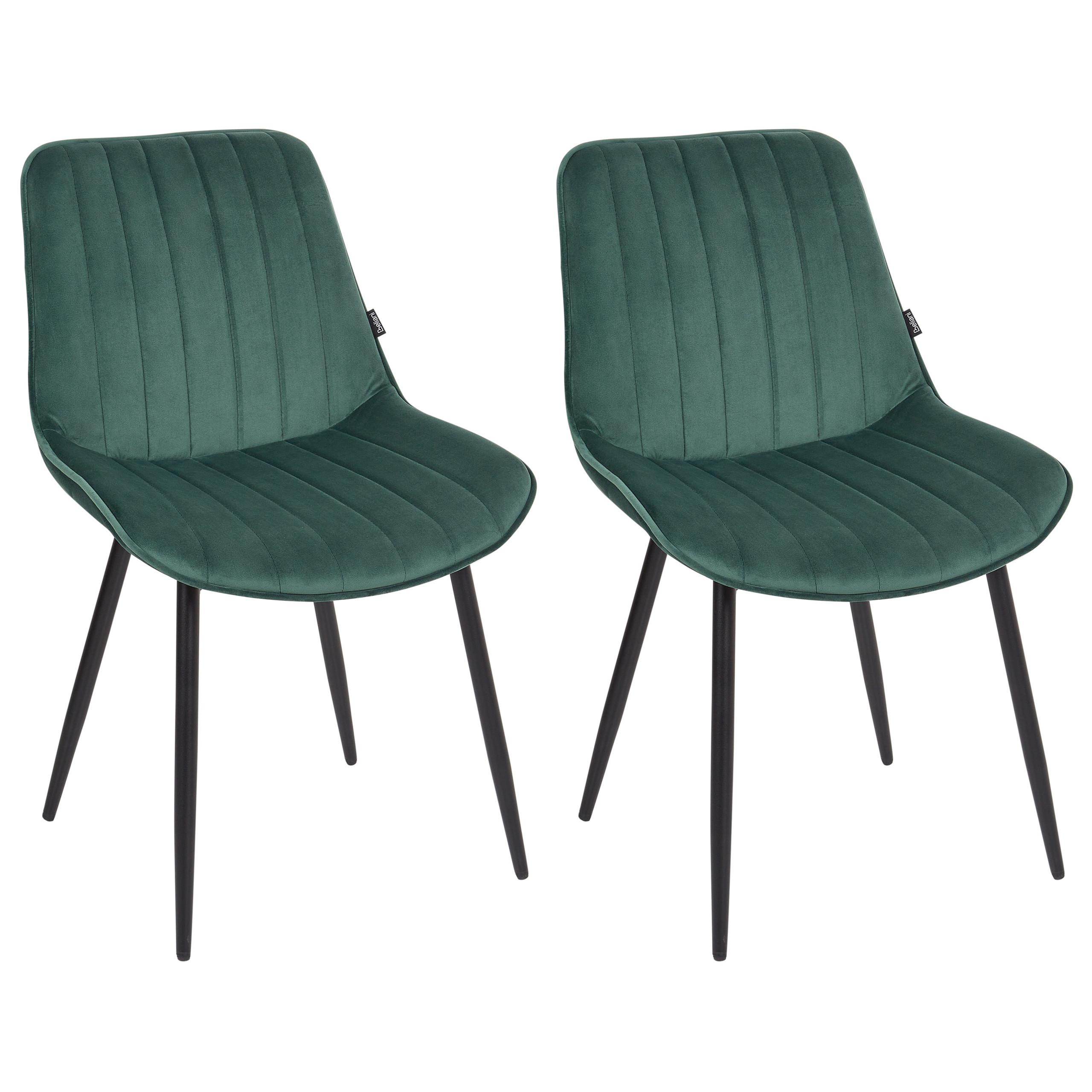 ESSZIMMERSTUHL 2er-Set Samtstoff Smaragdgrün Dubrovnik - Schwarz/Grün, Textil (53/81/58cm) - Beliani