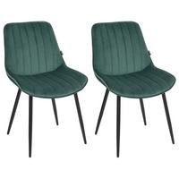 ESSZIMMERSTUHL 2er-Set Samtstoff Smaragdgrün Dubrovnik - Schwarz/Grün, Textil (53/81/58cm) - Beliani
