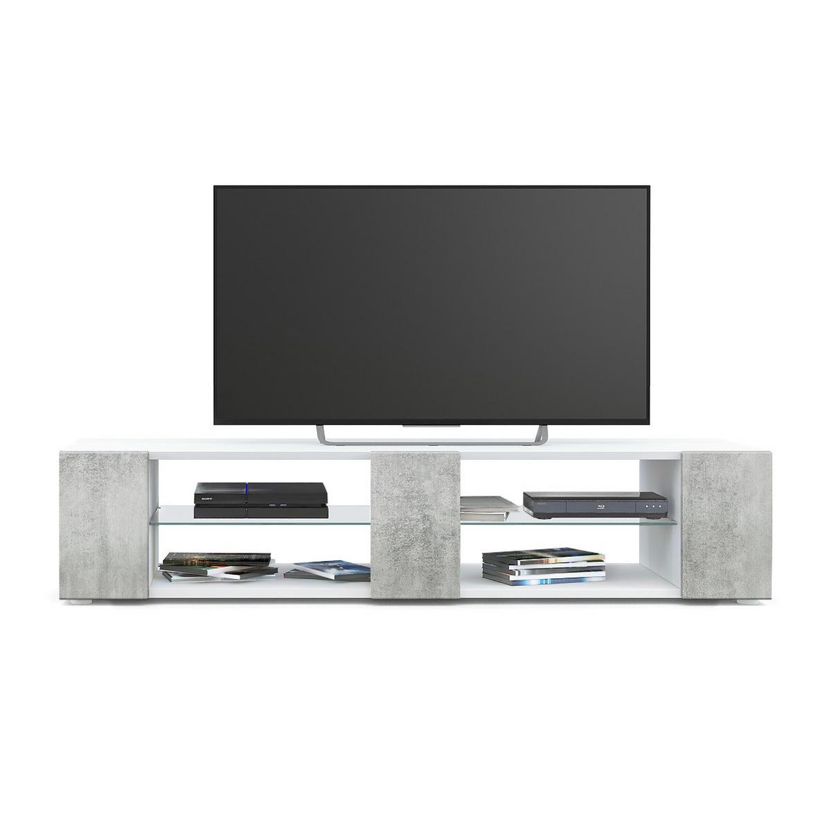 LOWBOARD Movie Fronten in Beton Oxid Optik - Hellgrau, Holzwerkstoff (134/29/39cm) - Vladon