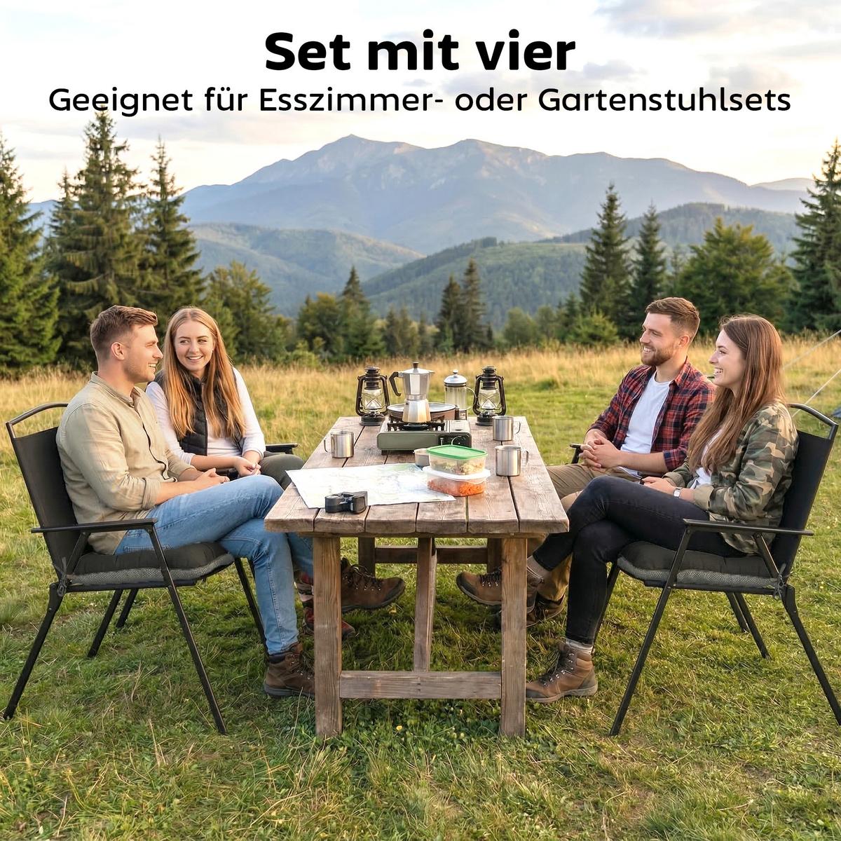 OUTDOOR-SITZKISSEN 4ER-SET aus Polyester Dunkelgrau - Dunkelgrau, Textil (39.5/39.5/10cm) - Outsunny