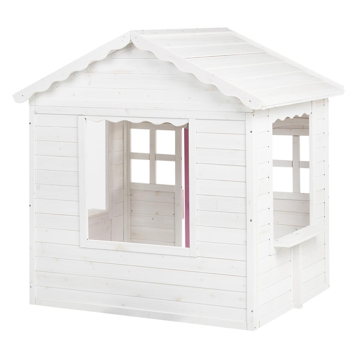 GARTENSPIELHAUS Weiß Nikaia - Pink/Weiß, Holz (130/124/110cm) - Beliani