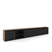 LOWBOARD, Schwarz und Eiche, 309/35/50cm - Schwarz, Holzwerkstoff (310/50/35cm) - Skraut Home