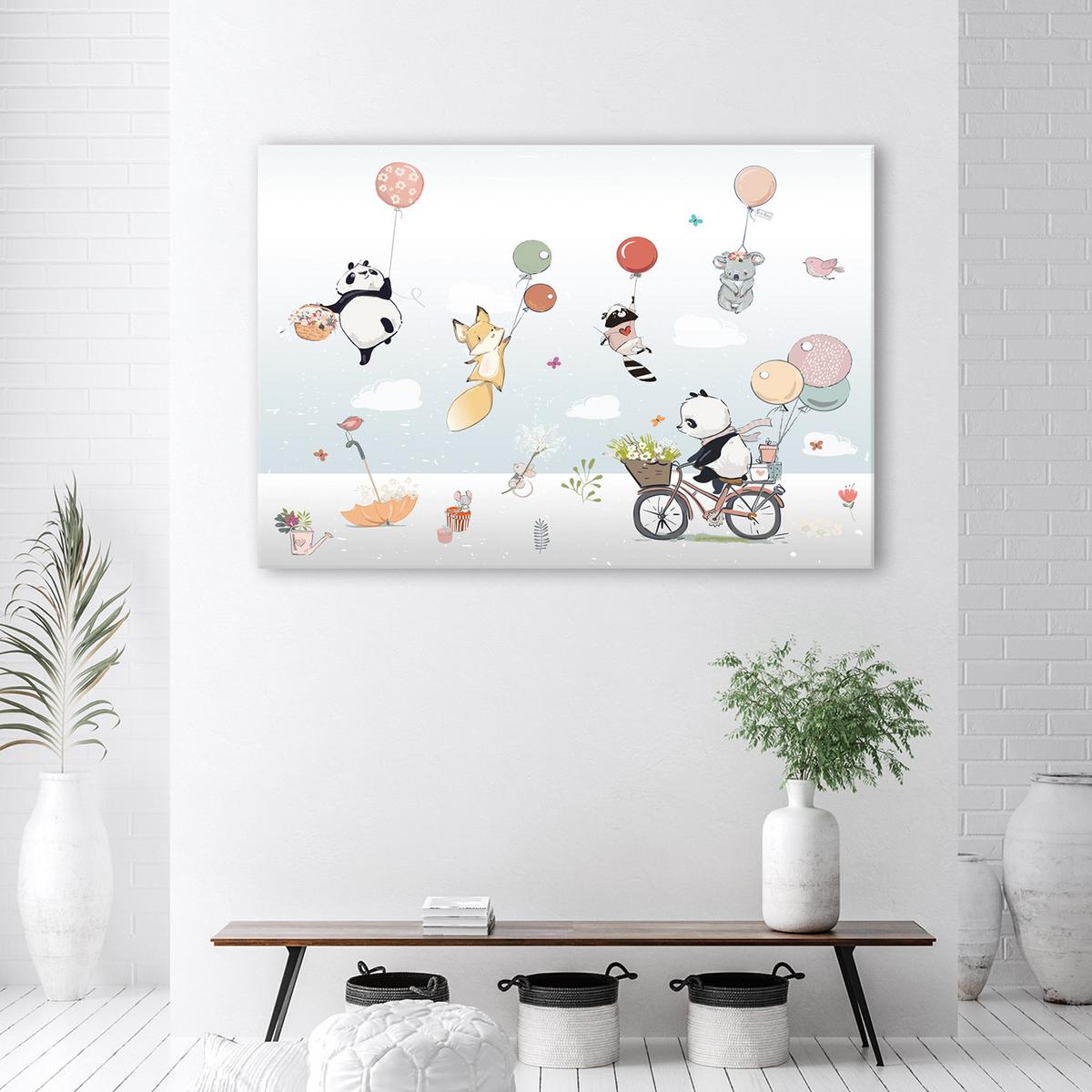 WANDBILD bunte luftballons tiere - Multicolor, Textil (60/40cm) - Feeby