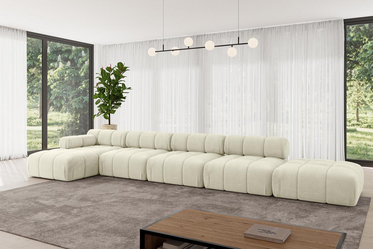 ECKSOFA modulares Sofa Lizur-L3 - 475x160x70 cm Beige Velours - Beige, Holzwerkstoff/Textil (475/160cm) - ALTDECOR