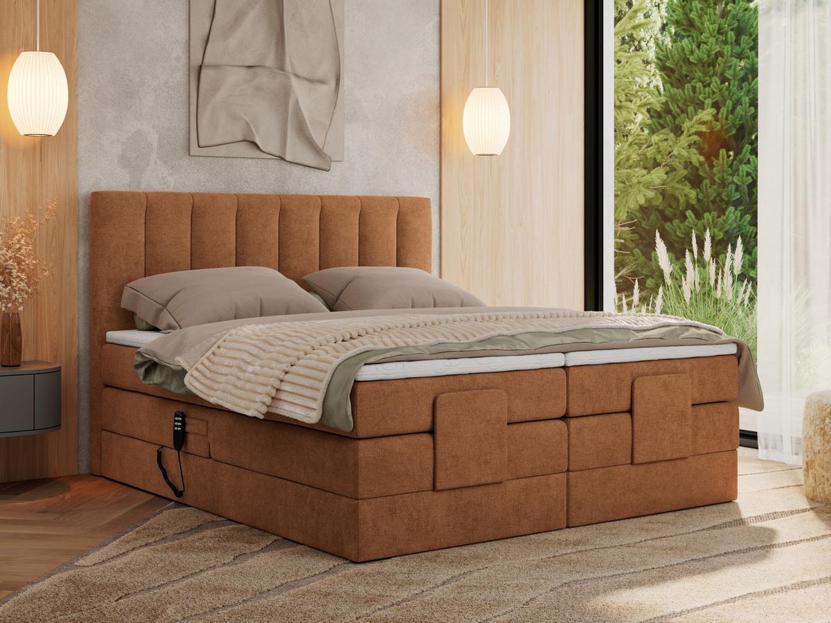 BOXBETT COMFORTO 140/200 - Orange Struktur - H4 - Orange, Holz/Textil (140/200cm) - MKS