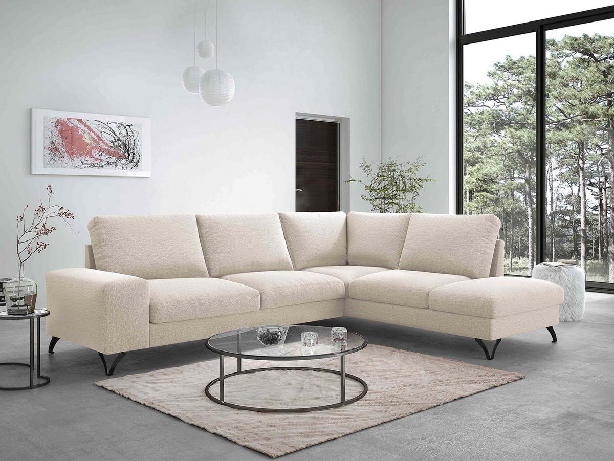ECKSOFA Flavio Bis, Seite: Rechts - L4+L2F+R3F - Schwarz/Naturfarben, Holz/Textil (285/214cm) - MIRJAN24