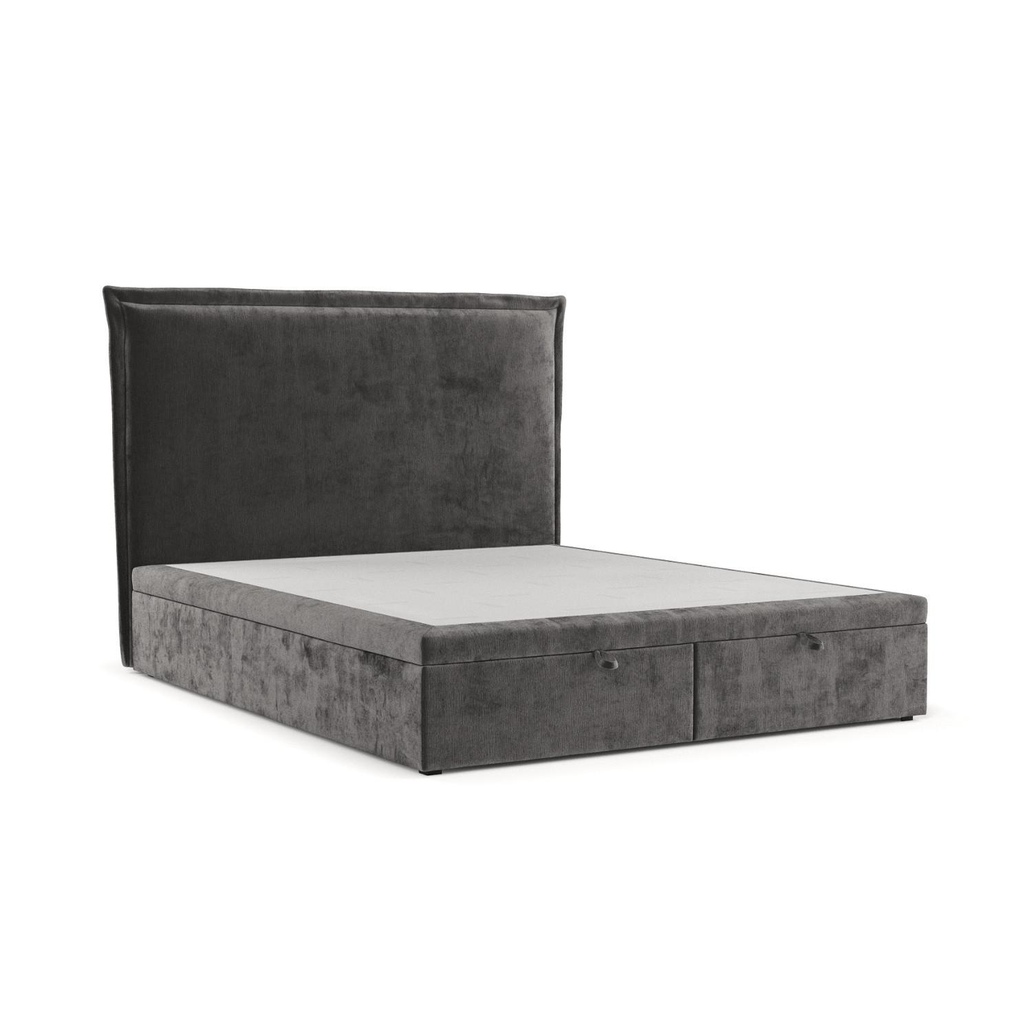 POLSTERBETT Eliot mit Stauraum 180/200 cm Stahl im Lotta Stoff - Graphitfarben/Schwarz, Holz/Holzwerkstoff (180/200cm) - AltaBeds