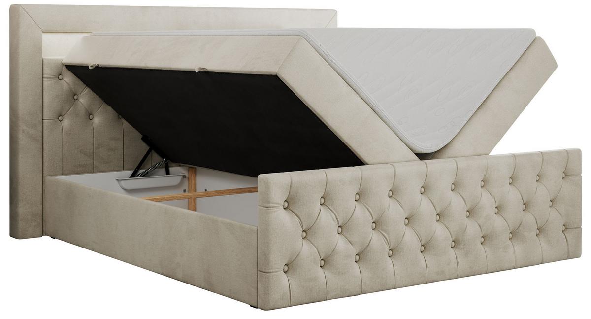 BOXBETT GOLD-9 LED 200/200 Beige Velvet - H4 - Beige, Holz/Textil (200/200cm) - MKS