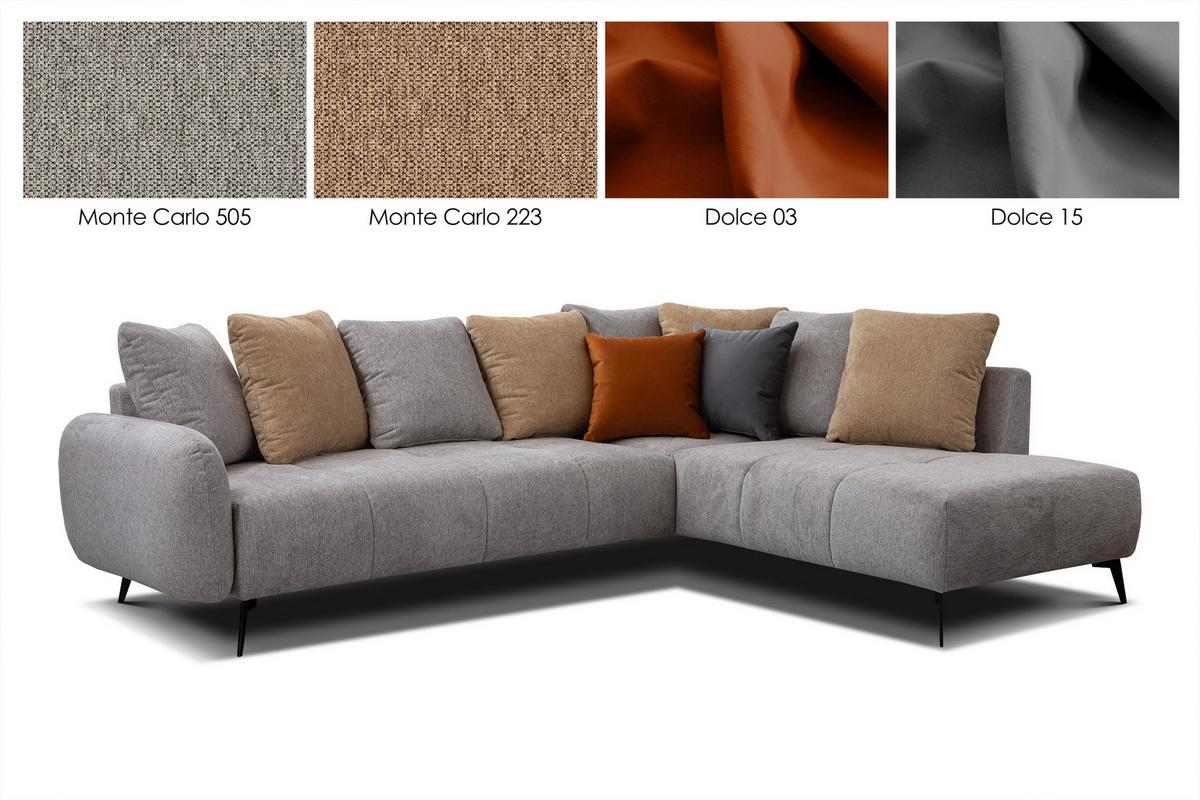 ECKSOFA EVENTO 5-Sitzer, platinfarben - Schwarz/Grau, Holzwerkstoff/Textil (266/206cm) - Wozimo