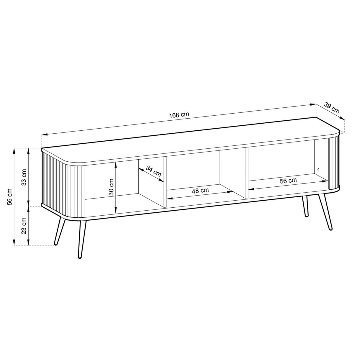 TV-SCHRANK Zova Schwarz 168 cm - Schwarz, Holzwerkstoff/Metall (168/56/39cm) - Selsey