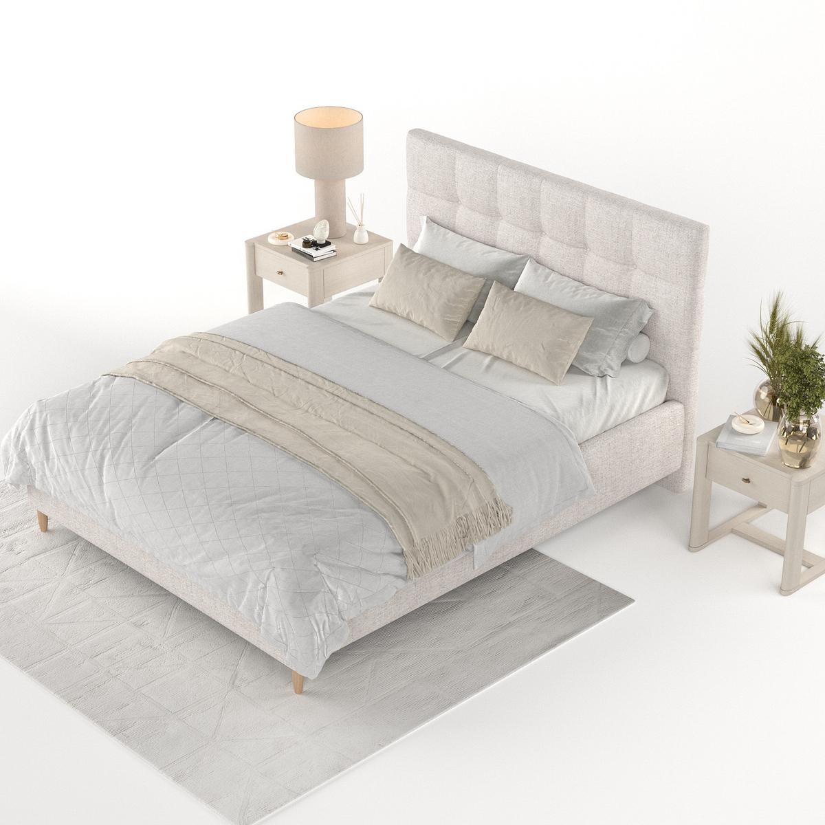 POLSTERBETT Cora 120/200 cm Hellbeige im Neve Stoff - Sandfarben/Naturfarben, Holz/Holzwerkstoff (120/200cm) - AltaBeds