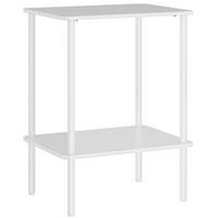 BEISTELLTISCH, 2-stufiger Couchtisch mit Aufbewahrungsfach und Metallrahmen, Weiß - Weiß, Holzwerkstoff (40/30/52.2cm) - HOMCOM