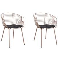 ESSZIMMERSTUHL 2er-Set Metall Beige Hoback - Beige/Schwarz, Metall (60/79/56cm) - Beliani
