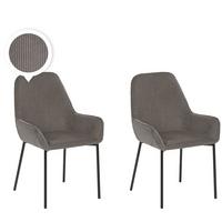 ESSZIMMERSTUHL 2er-Set Cord Grau Loverna - Grau, Textil/Metall (56/89/59cm) - Beliani
