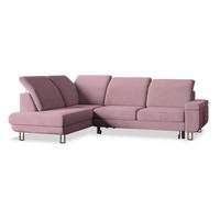 ECKSOFA LERMA L-S Lila Velours-Stoff mit Schlaffunktion - Lila/Silberfarben, Holz/Textil (253/190cm) - MASSENO