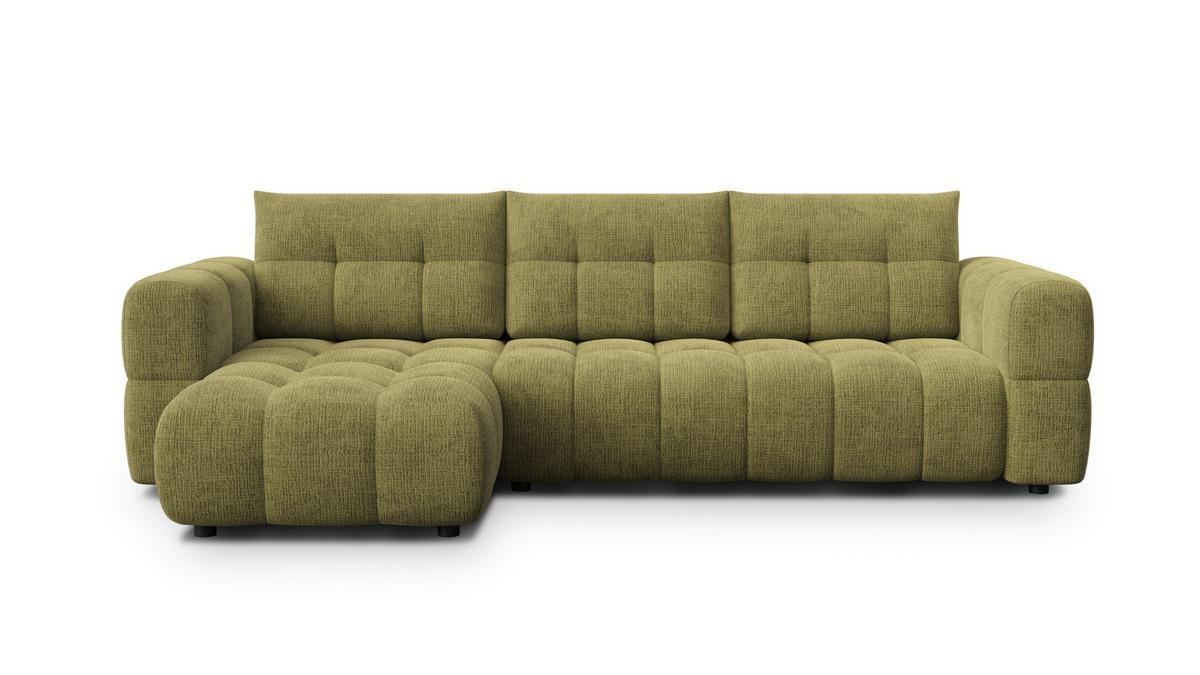 ECKSOFA CLOUDI 4-Sitzer links, olivgrün - Schwarz/Olivgrün, Holz/Textil (294/160cm) - Wozimo