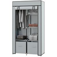 STOFFSCHRANK, Kleiderschrank, Hellgrau - Hellgrau, Metall (42.5/162.5/83cm) - HOMCOM
