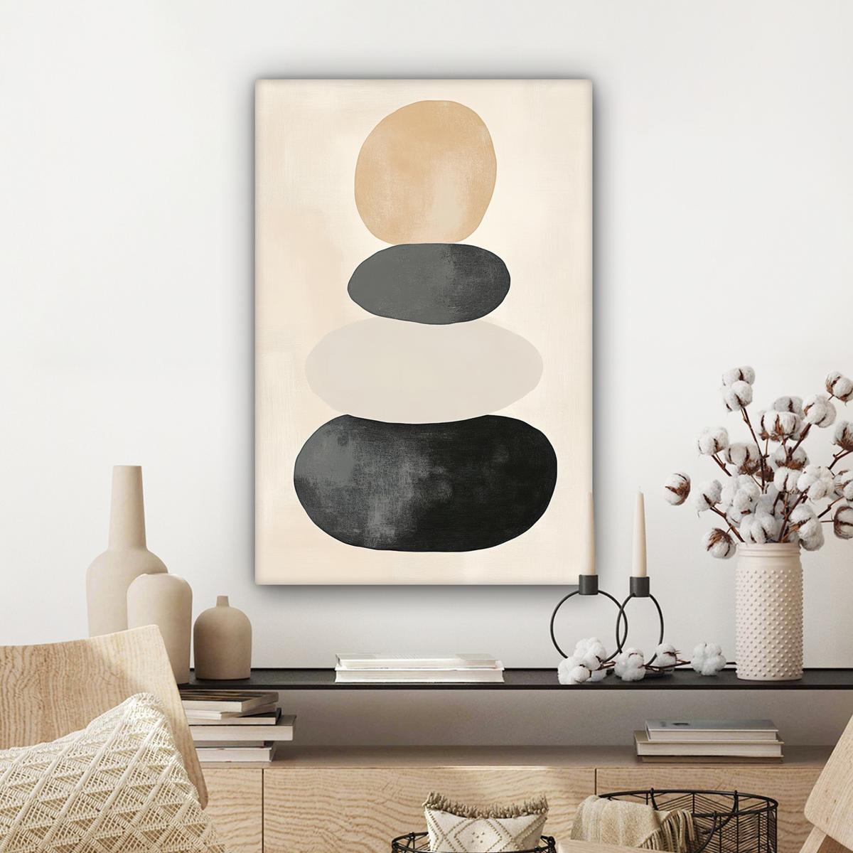 LEINWANDBILD Japandi - Wabi sabi - Beige Wanddeko 40x60 cm - Taupe, Textil (40/60cm) - MuchoWow