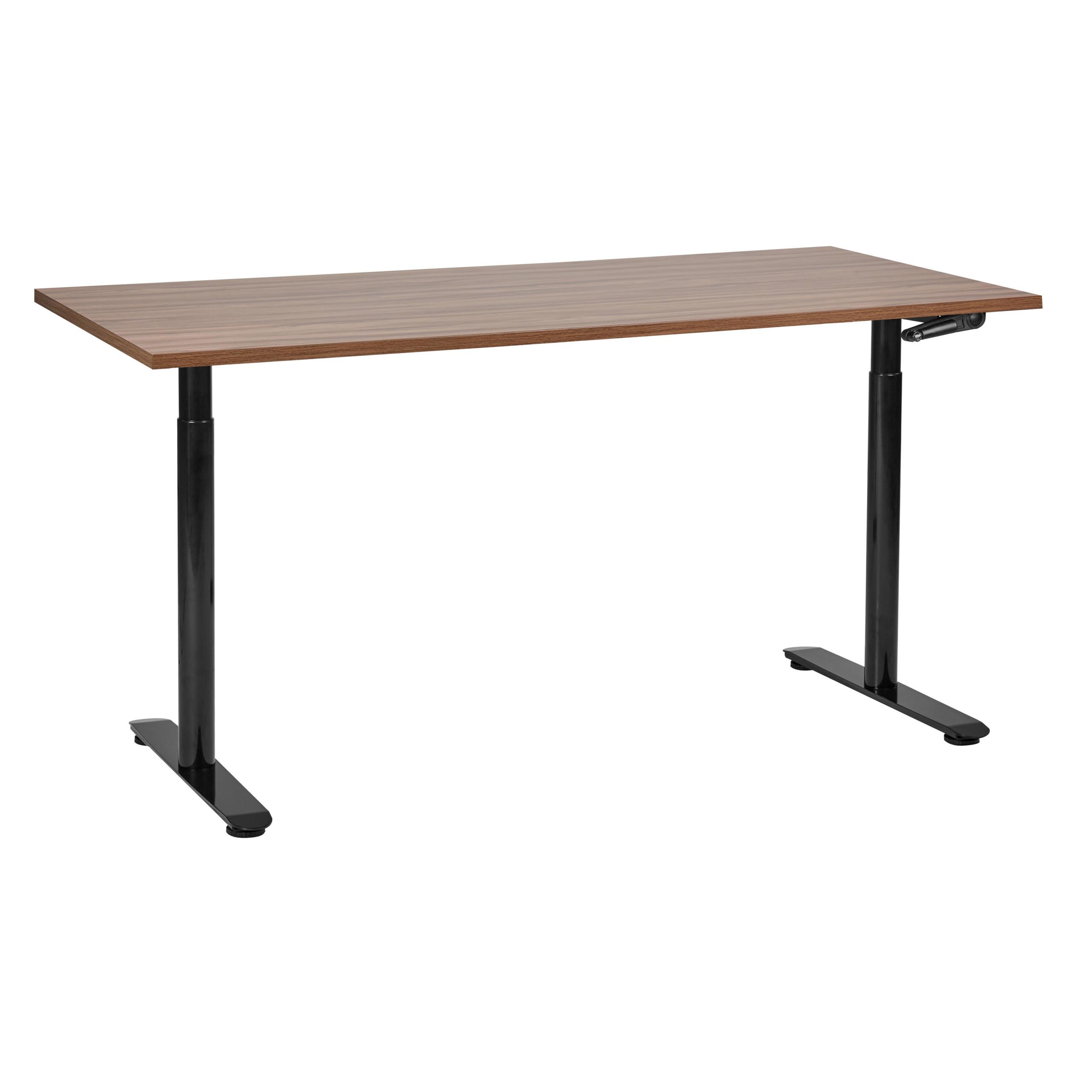 SCHREIBTISCH braunschwarz 160/72 cm manuell höhenverstellbar Destin IV - Dunkelbraun/Schwarz, Holz (160/72/74cm) - Beliani