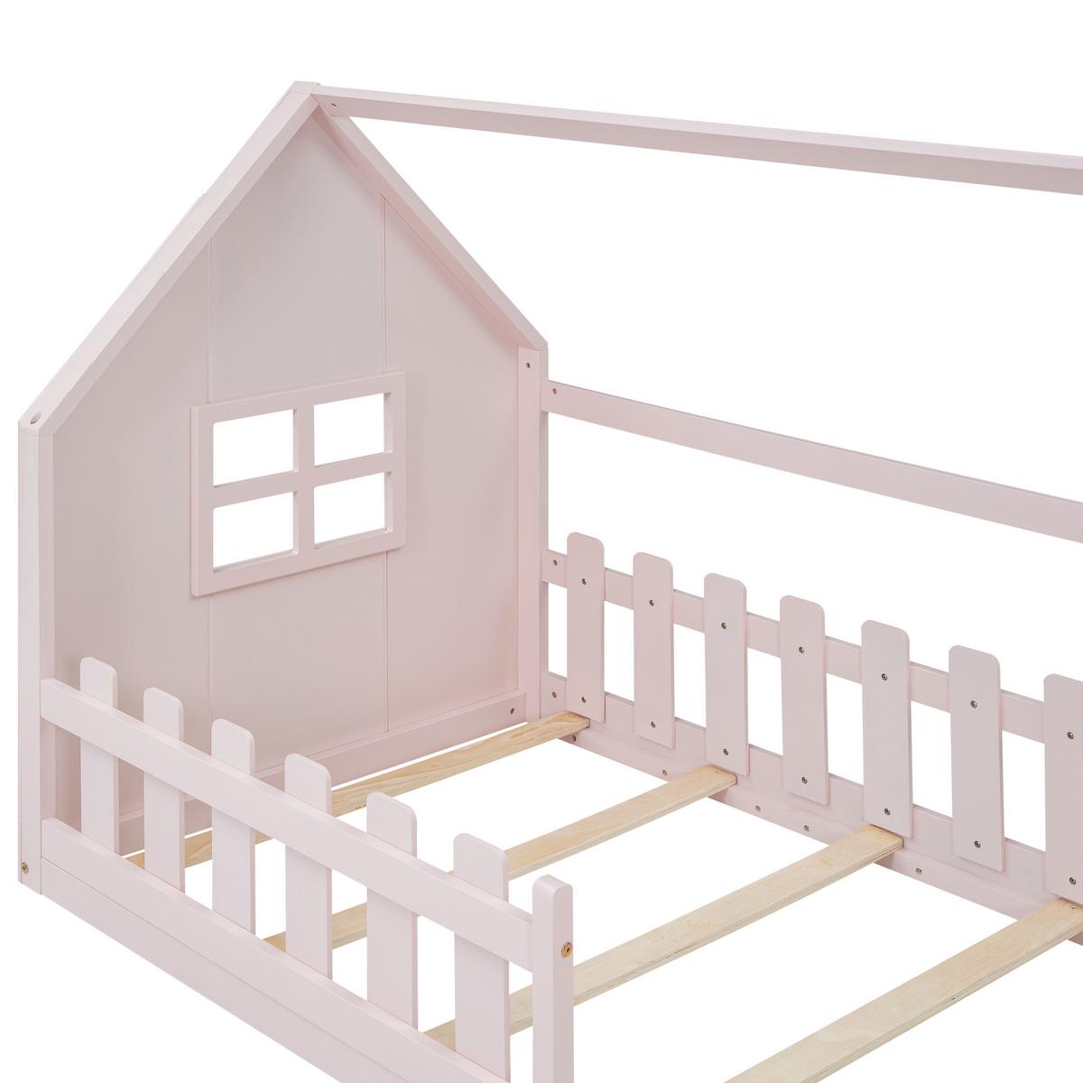 KINDERBETT 90x200 kinderbett rosa kiefer - Pink, Holz (90/200cm) - Urban Meuble