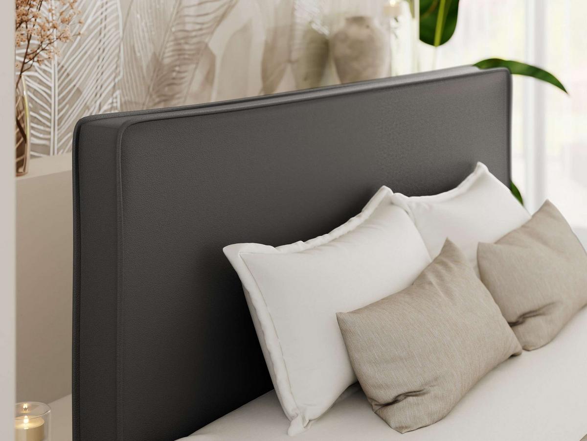 POLSTERBETT LUMARO CLASSIC 200/200 - Dunkelgrau Kunstleder - Matratze Multipocket - Dunkelgrau/Kernbuche, Holz/Textil (200/200cm) - MKS