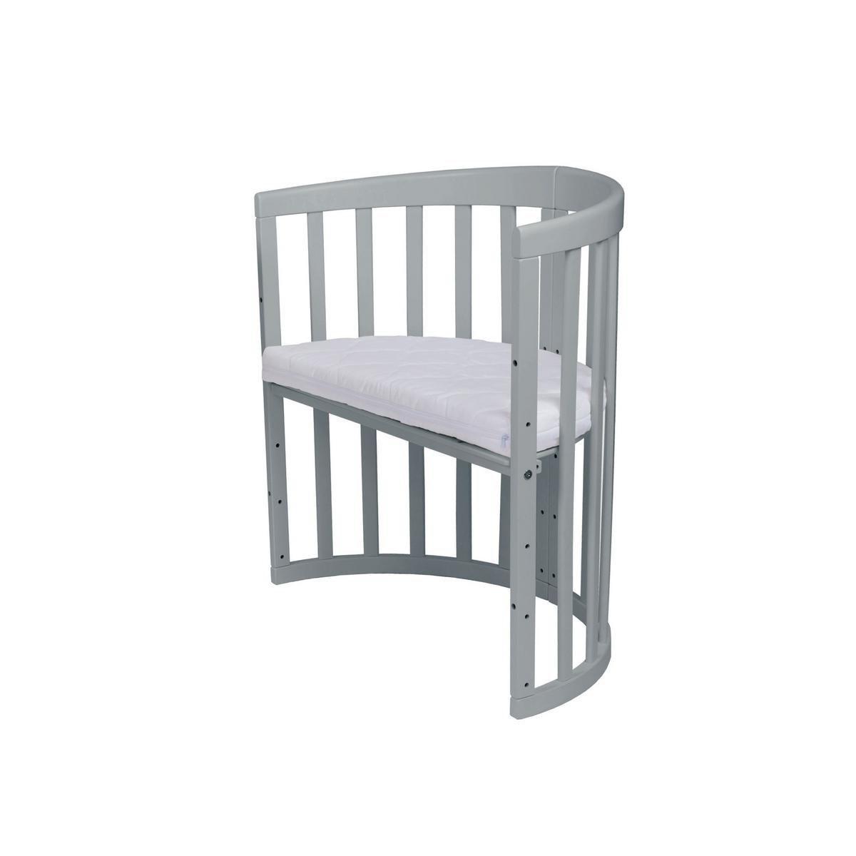 BABYBETT GREY OVAL 7in1 mit Matratze - Grau, Holz/Textil (73/125cm) - waldin