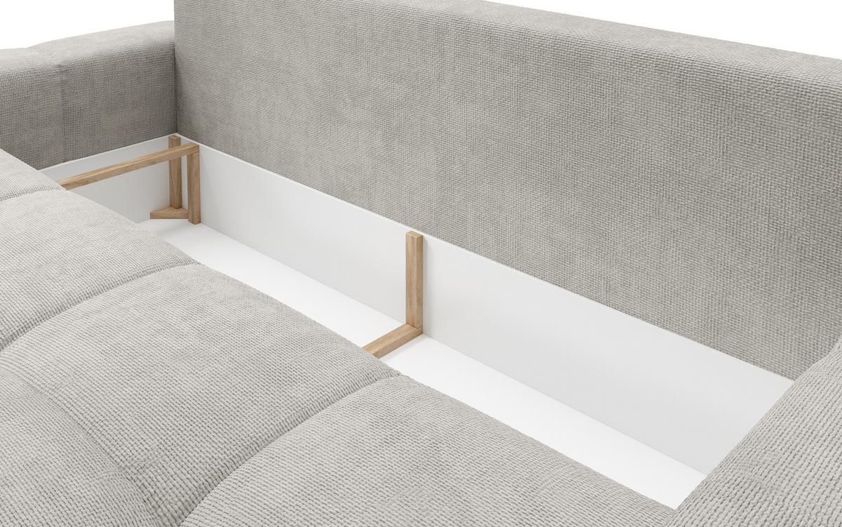 BETTSOFA DUCA Grau Jersey- Stoff mit Schlaffunktion - Grau, Holz (259/90/99cm) - MASSENO