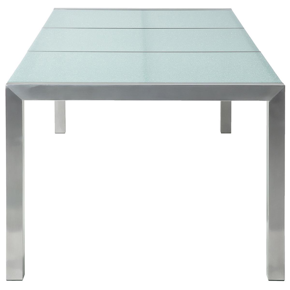GARTENTISCH Edelstahl/Crashglas 220/100 cm Grosseto - Transparent/Silberfarben, Glas (220/100/74cm) - Beliani
