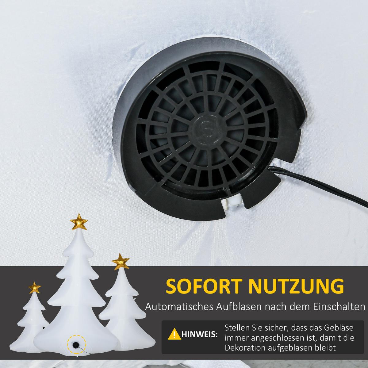AUFBLASBARE Weihnachtsdekoration mit LED-Licht, 210 cm 3er-Set Weihnachtsbaum - Multicolor, Kunststoff (77/210/239cm) - HOMCOM