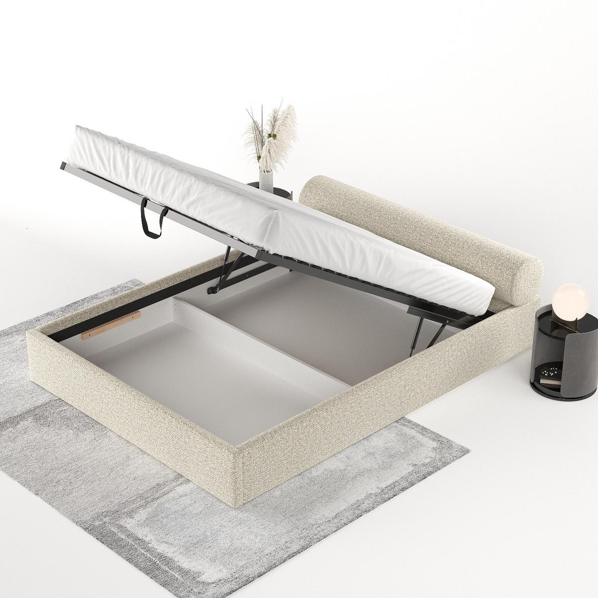 POLSTERBETT Solvo mit Stauraum 140/200 cm Hellbeige im Blur Stoff - Beige/Schwarz, Holz/Holzwerkstoff (140/200cm) - AltaBeds
