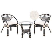 BISTRO-SET Schwarz/Heller Holzfarbton Pecorini - Hellbraun/Schwarz, Naturmaterialien - Beliani