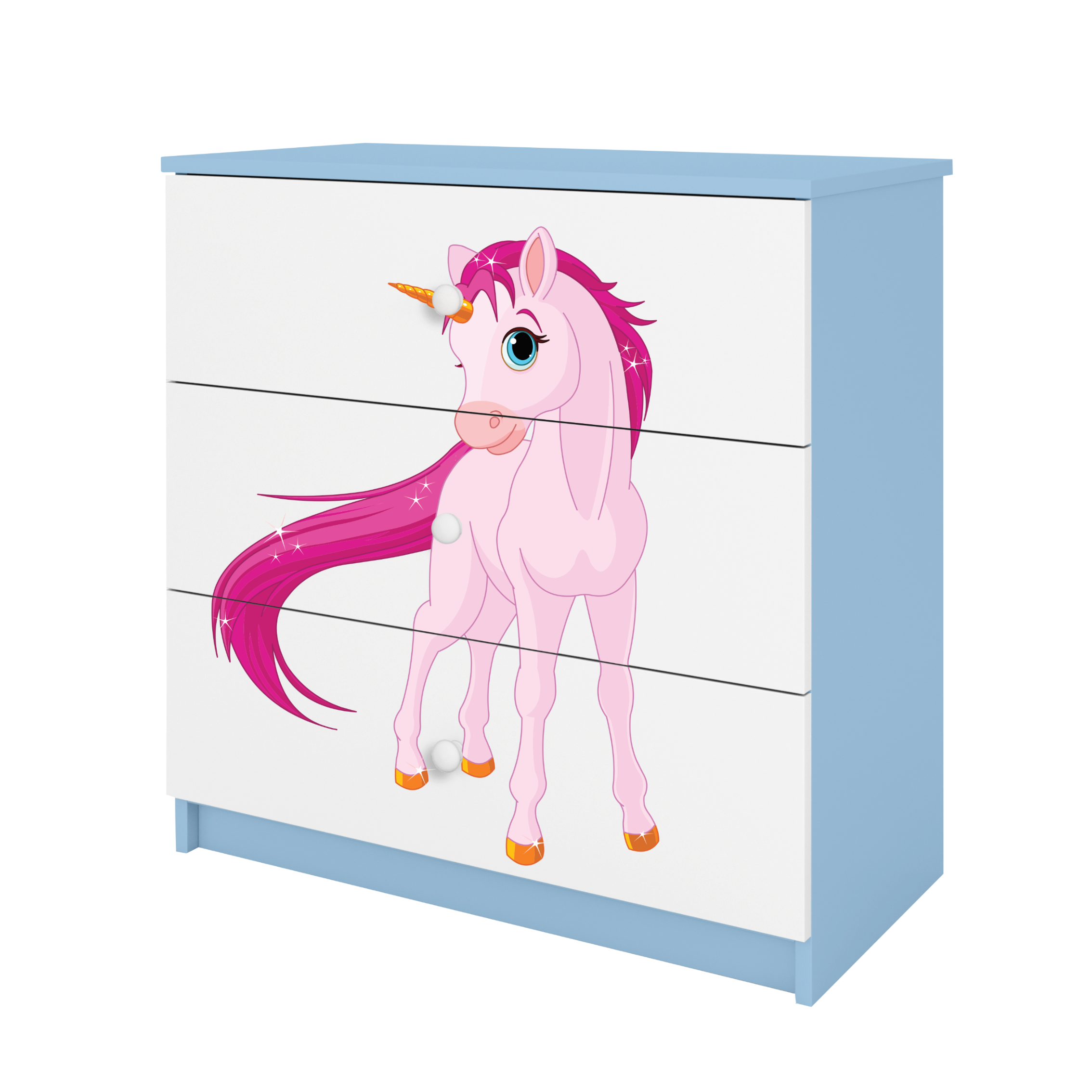 KOMMODE Babydreams Einhorn 81/81/41 - Blau, Holzwerkstoff (81/81/41cm) - RAUMHIRSCH FURNITURE