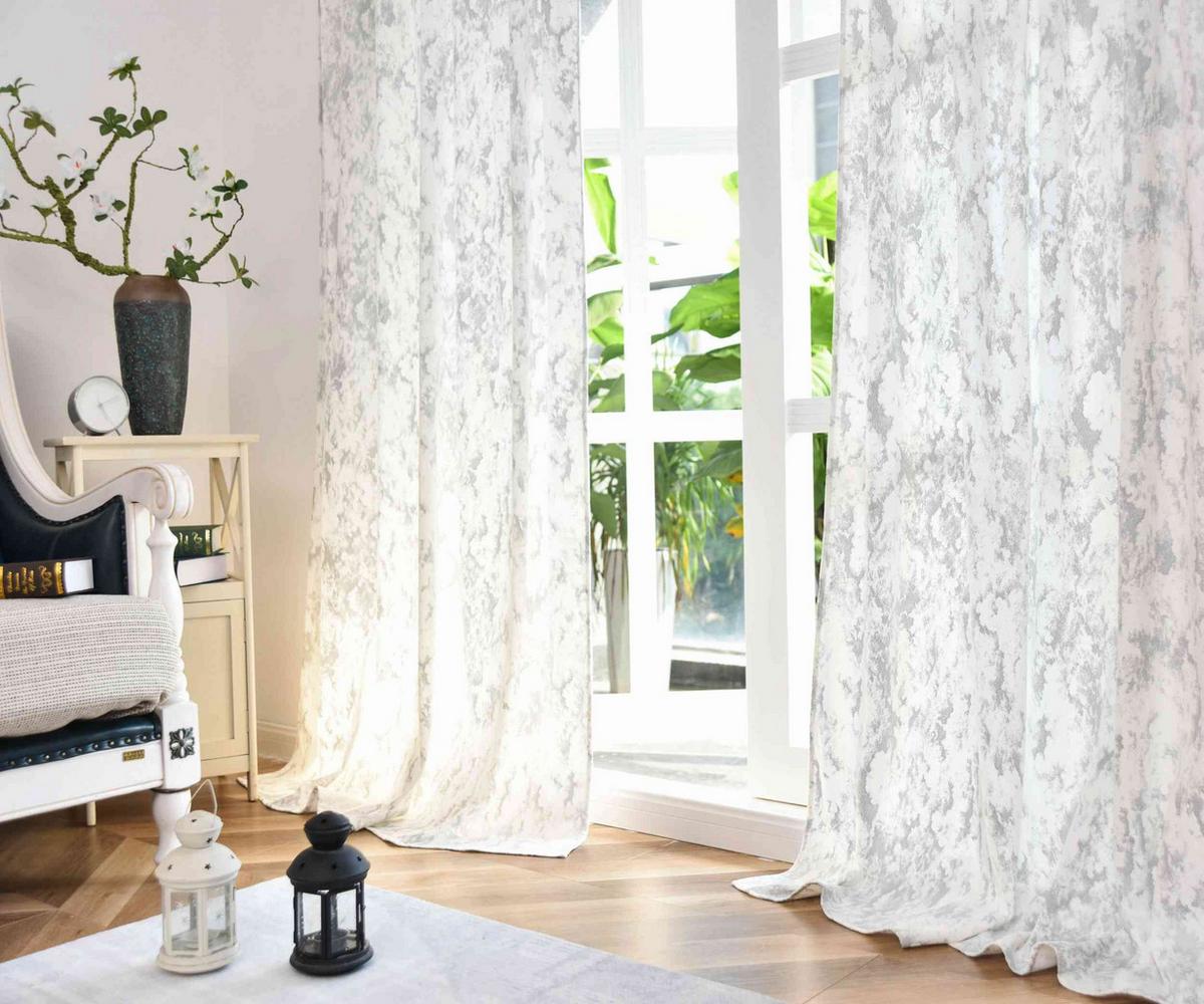 VORHANG 2ER SET MILANO STAR HxB 245x140 cm Weiß Silber - Weiß, Textil (140/245cm) - Gardinenbox