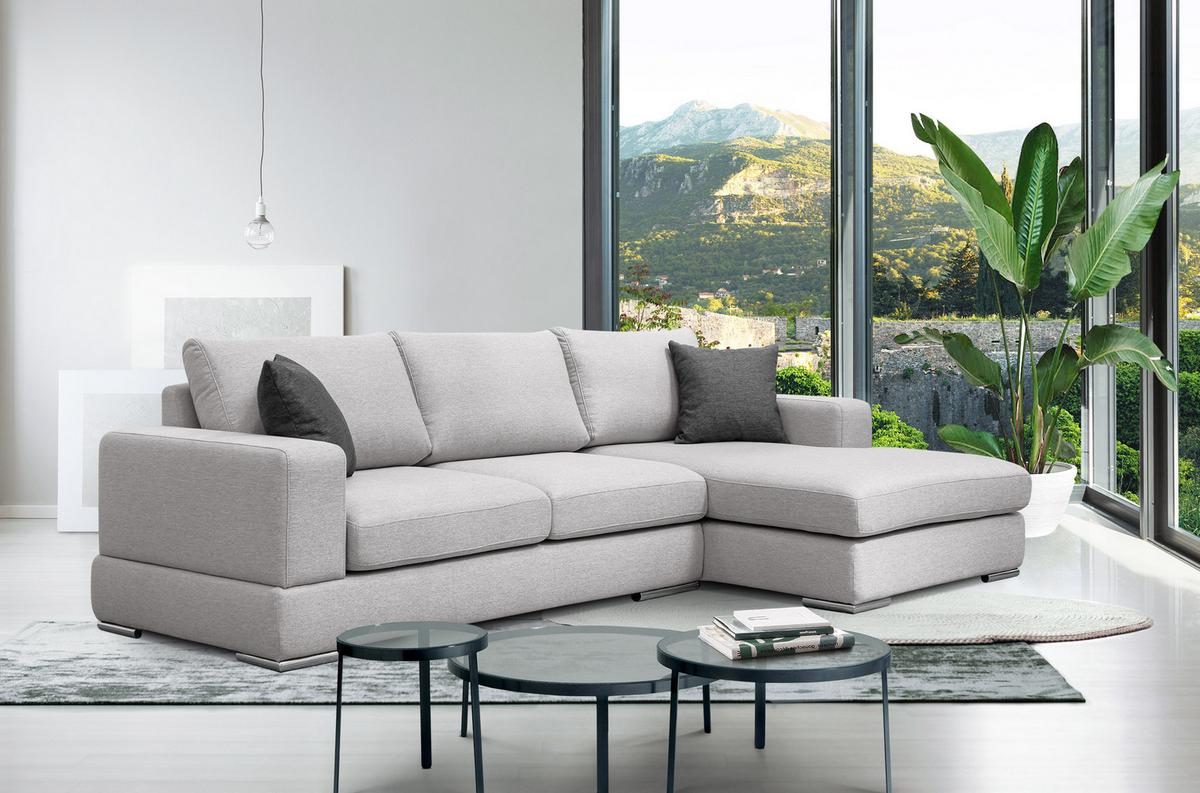 ECKSOFA OTTO 4-Sitzer, hellgrau - Hellgrau, Holzwerkstoff/Textil (279/159cm) - Wozimo