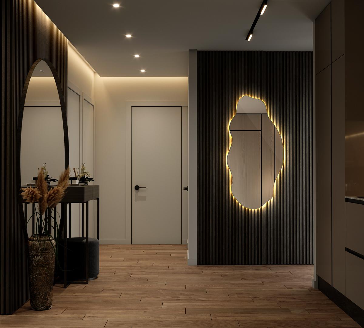 LED-SPIEGEL 40x80 cm Asymmetrisch Warmweiß 3000K - Gelb, Glas (40/80/0.4cm) - Wallfluent
