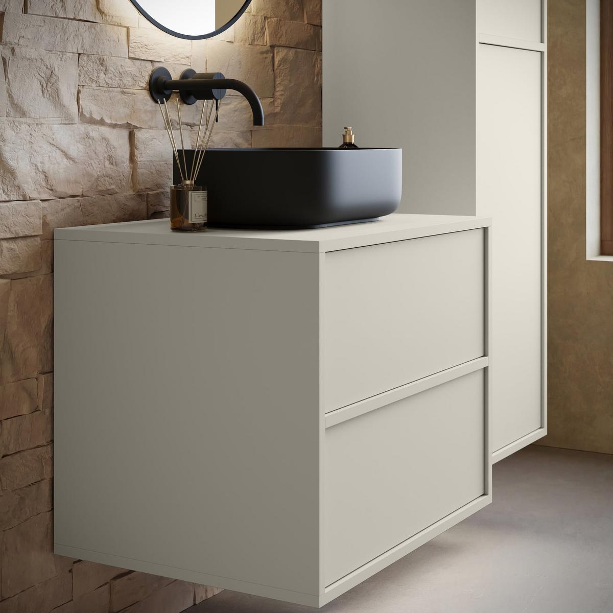 BADMÖBEL-SET Mali 2 Teile Cashmere - 60 x 46 x 54 cm - Kaschmir, Holz (60/54/46cm) - Badplaats