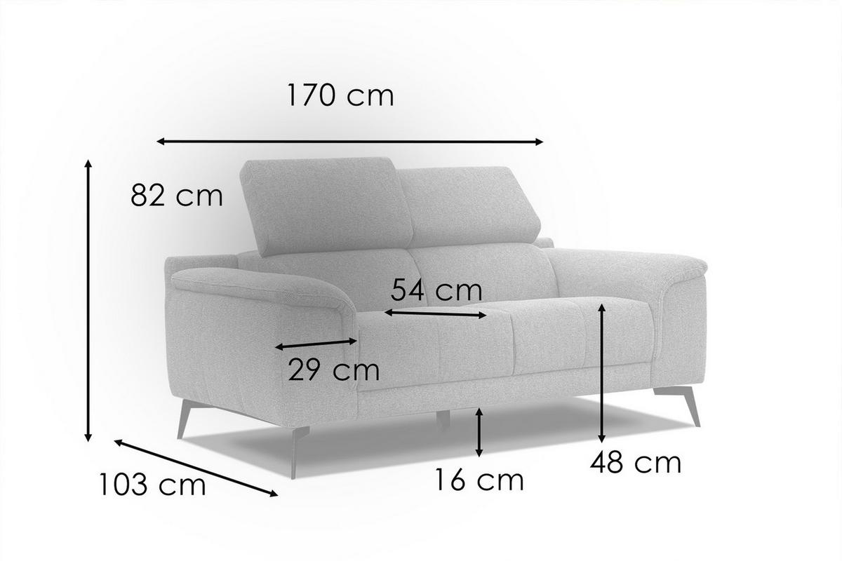 RELAXSOFA FIERO 2-Sitzer mit 2 Relaxfunktionen, hellgrau - Hellgrau/Schwarz, Holzwerkstoff/Textil (170/82/103cm) - Wozimo