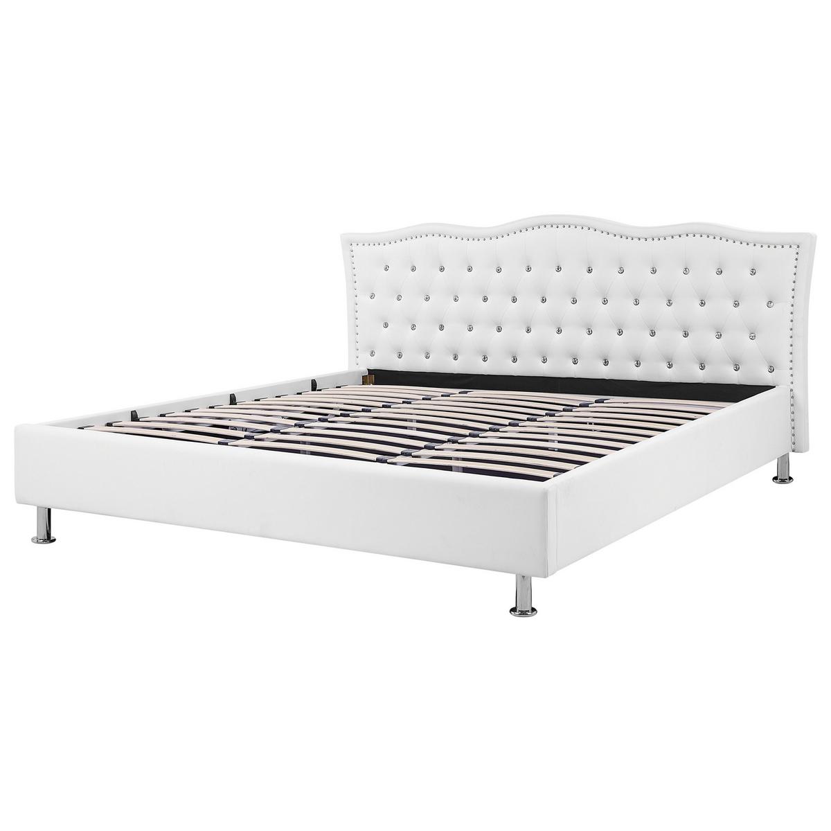 BETT 180/200cm Weiß Metz - Weiß, Textil (180/200cm) - Beliani