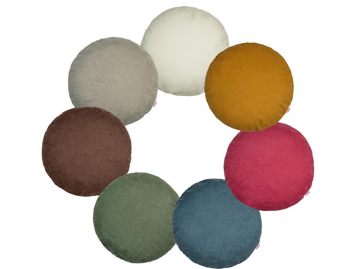 KISSENHÜLLE Rund FarbTon Chenille-Haptik greig-taupe 40 cm Ø - Taupe, Textil (40/40cm) - beties Heimtextil
