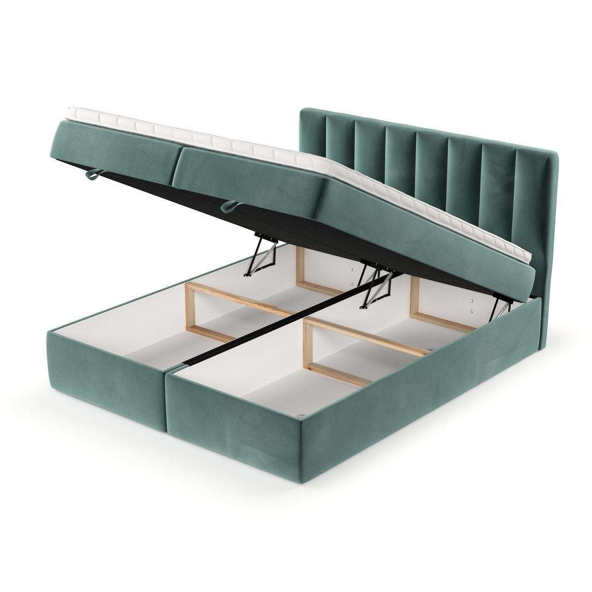 BOXBETT Lusso 160/200 cm Türkis im Kronos Stoff - Türkis/Schwarz, Holz/Holzwerkstoff (160/200cm) - AltaBeds
