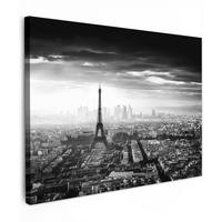 LEINWANDBILD Paris - Skyline - Eiffelturm - Stadt - Wolken Wandbild 40x30 cm - Dunkelgrau, Textil (40/30cm) - MuchoWow