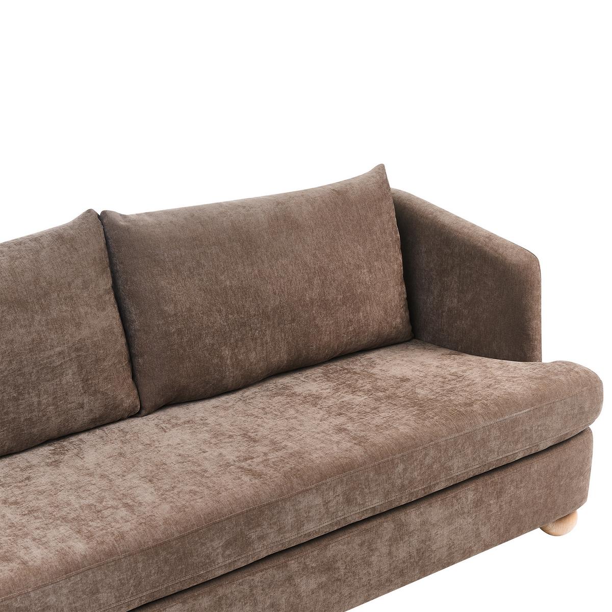 3-SITZER-SOFA Chenillegewebe Braun Rattvik - Hellbraun, Textil (198/86/82cm) - Beliani