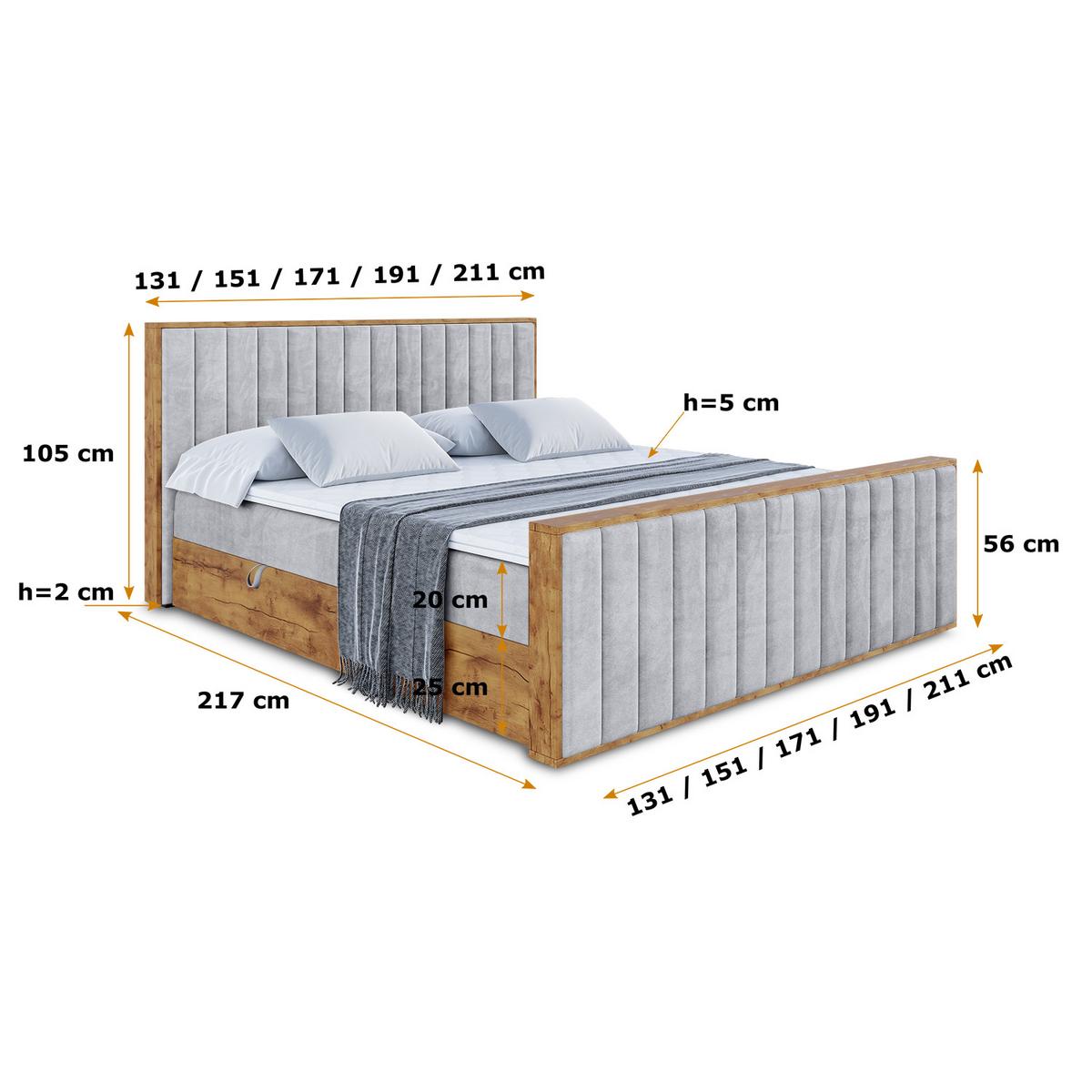 BOXBETT mit Matratze H3 und Lattenrost - LOLLI4-Z - 140x200 - Grau Monolith - Grau, Holzwerkstoff (140/200cm) - ALTDECOR