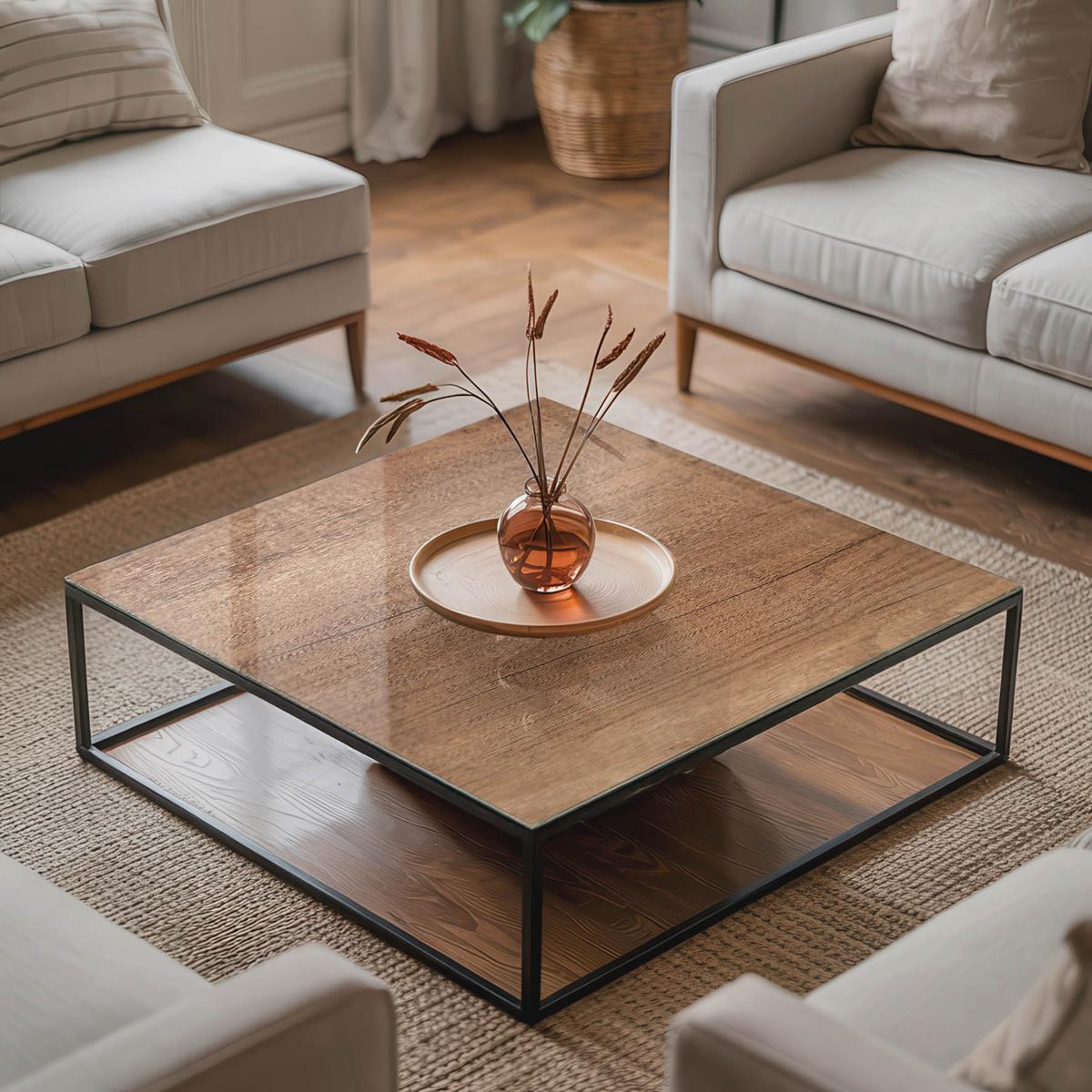 TISCHPLATTE 50x50 cm Natürliche Holzmaserung - Braun, Glas (0.4/50/50cm) - TULUP