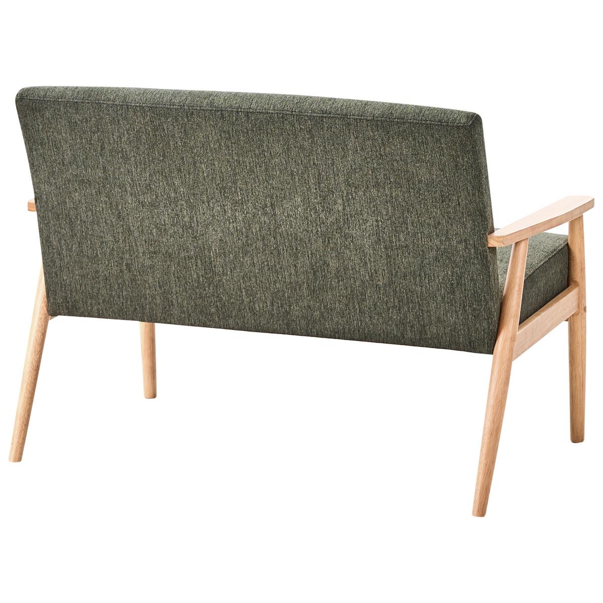 SOFA 2-Sitzer Hellbraun/Grün Esrum - Hellbraun/Grün, Holz/Textil (111/79/72cm) - Beliani